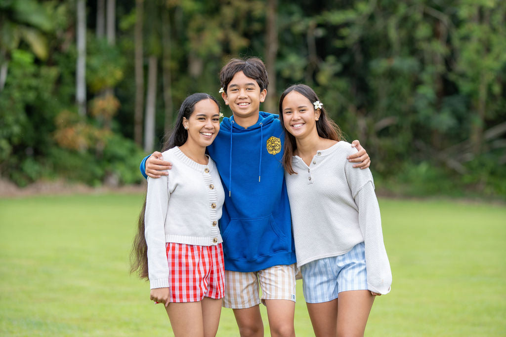3 Models in KAHUI Palaka shorts of varying colors.